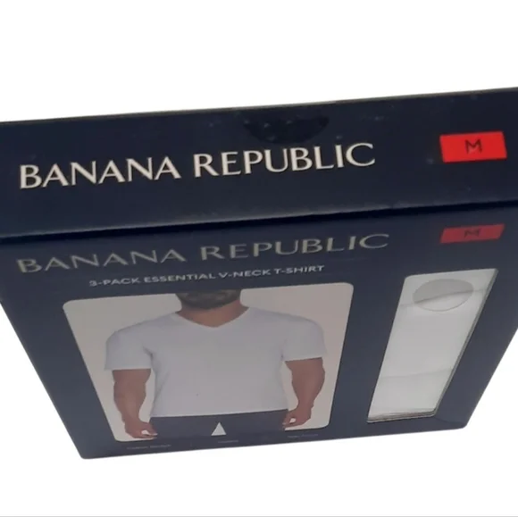 3 Pack Banana Republic Mens Short Sleeve V Neck Premium Wash T-Shirts Size M - Picture 2 of 5